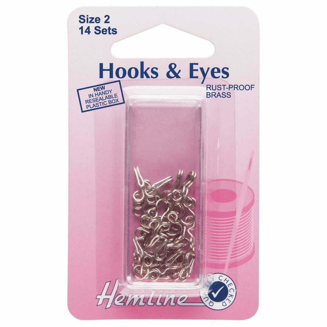 Hemline Size 2 Hooks and Eyes - Nickel