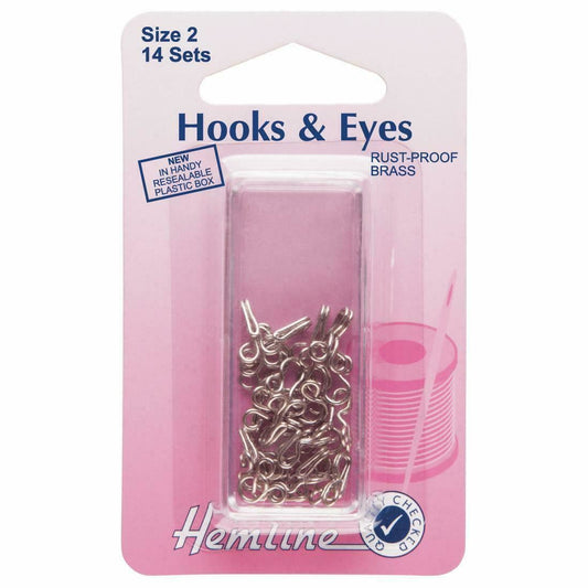 Hemline Size 2 Hooks and Eyes - Nickel