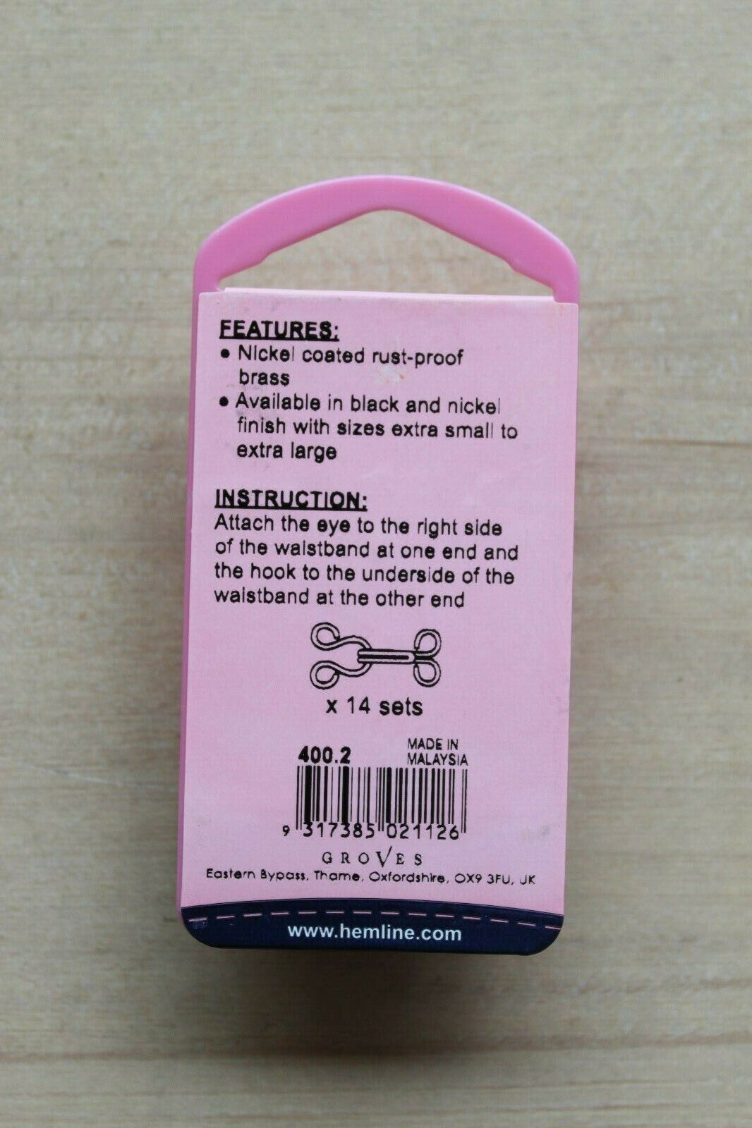 Hemline Size 2 Hooks and Eyes - Nickel