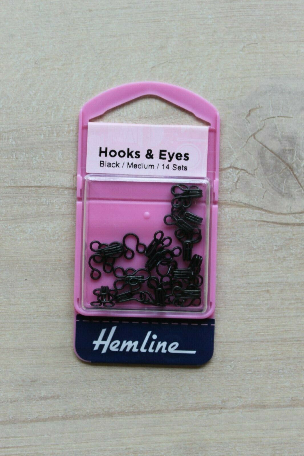 Hemline Size 2 Hooks and Eyes - Black