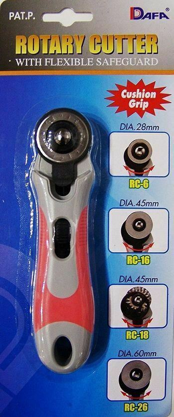 Rotary Cutter Soft Grip Handle Left Right Hand 28 45 60mm DAFA Craft Fabric