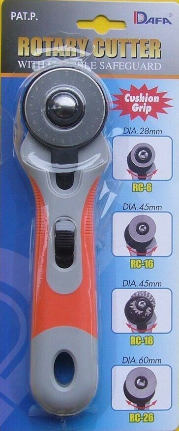Rotary Cutter Soft Grip Handle Left Right Hand 28 45 60mm DAFA Craft Fabric