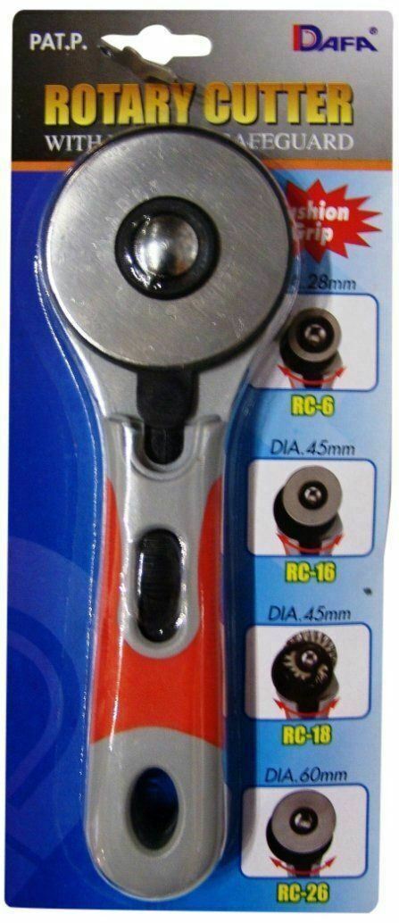 Rotary Cutter Soft Grip Handle Left Right Hand 28 45 60mm DAFA Craft Fabric