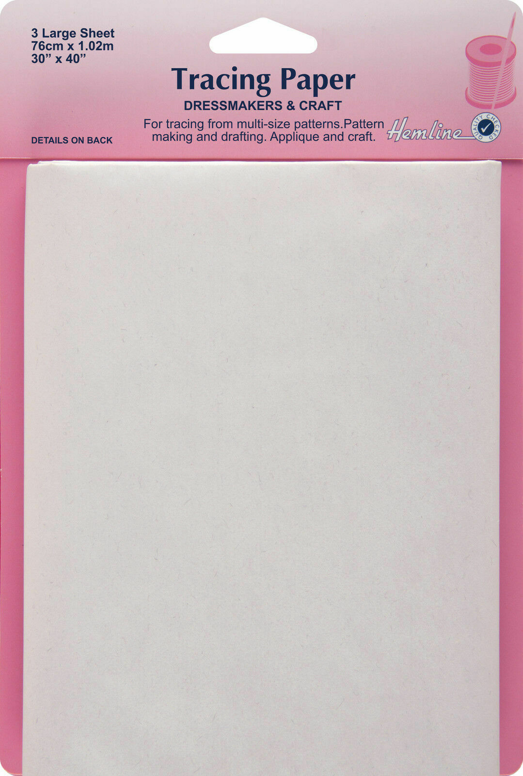 Hemline H750 Dressmaking Plain Tracing Paper 76 x 102cm - 3 Sheets