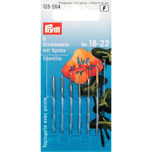 Prym - Embroidery needles - Sharp point - 18/22 - card of 6 - 125554