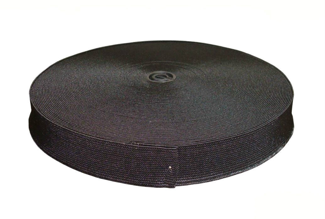 25mm 1 inch Black stretch elastic flat