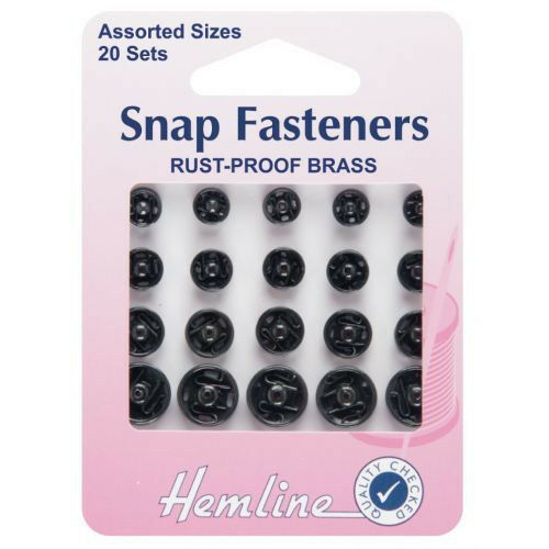Hemline Black Poppers - 20 Assorted Sets