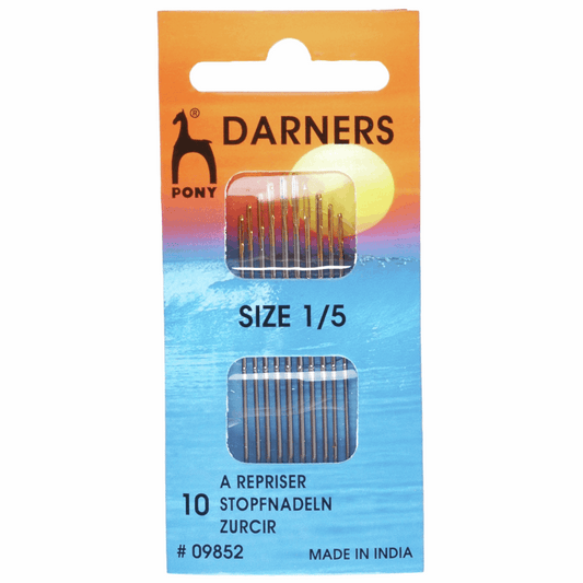 Pony Hand Sewing Needles: Darners: Gold Eye: Sizes 1-5: Pony 09852: Pack of 10