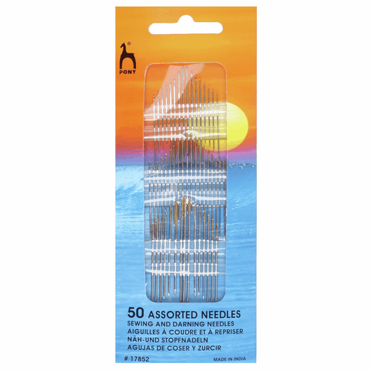 Pony Hand Sewing Needles: Gold Eye: Pack of 50: Assorted Sizes: Pony 17852: Pack of 50
