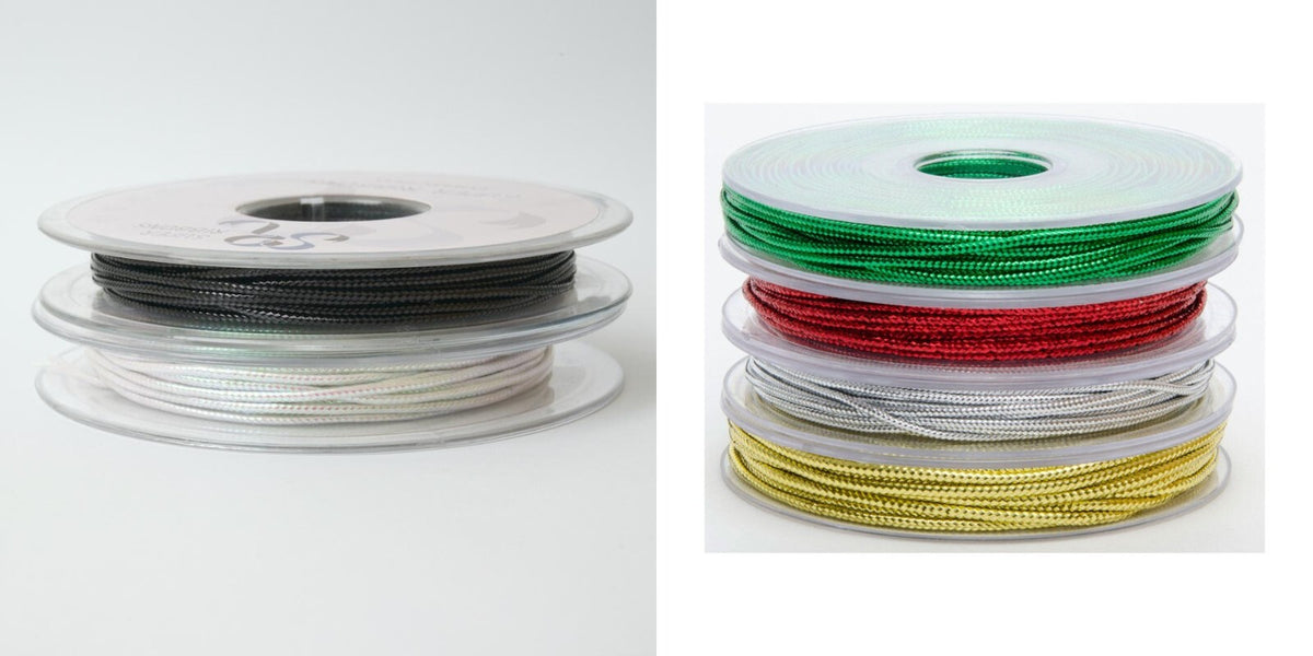 Metallic Lurex Braided Cord Thread String - red green gold silver