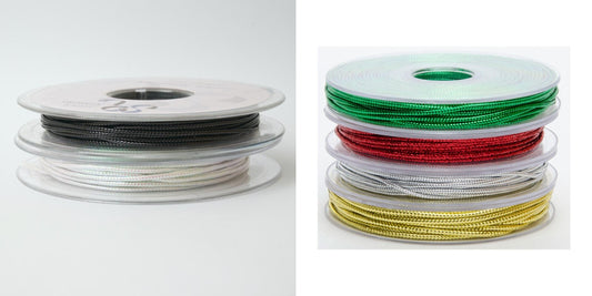 Metallic Lurex Braided Cord Thread String - red green gold silver