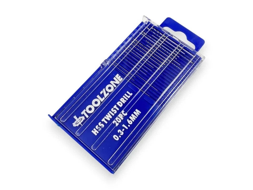 20pc Micro Drill Bits HSS Twist Set Precision 0.3-1.6mm model craft drills hobby