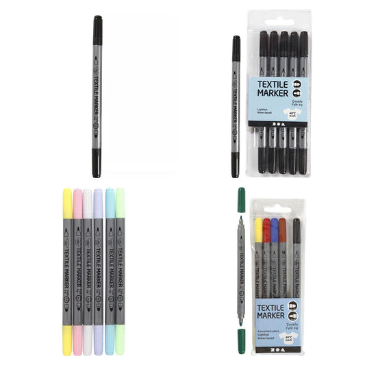Lightfast water based name marker pens school clothing - black pastels colours