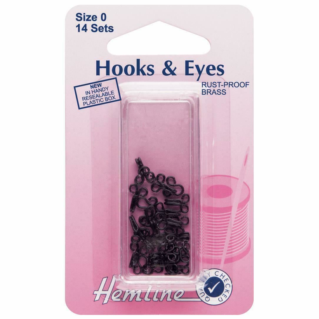 Hemline size 0 hooks and eyes - Black