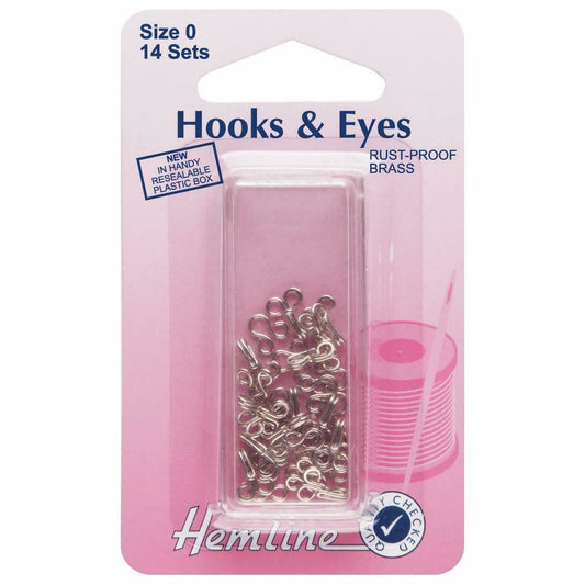 Hemline Size 0 Hooks and Eyes - Nickel