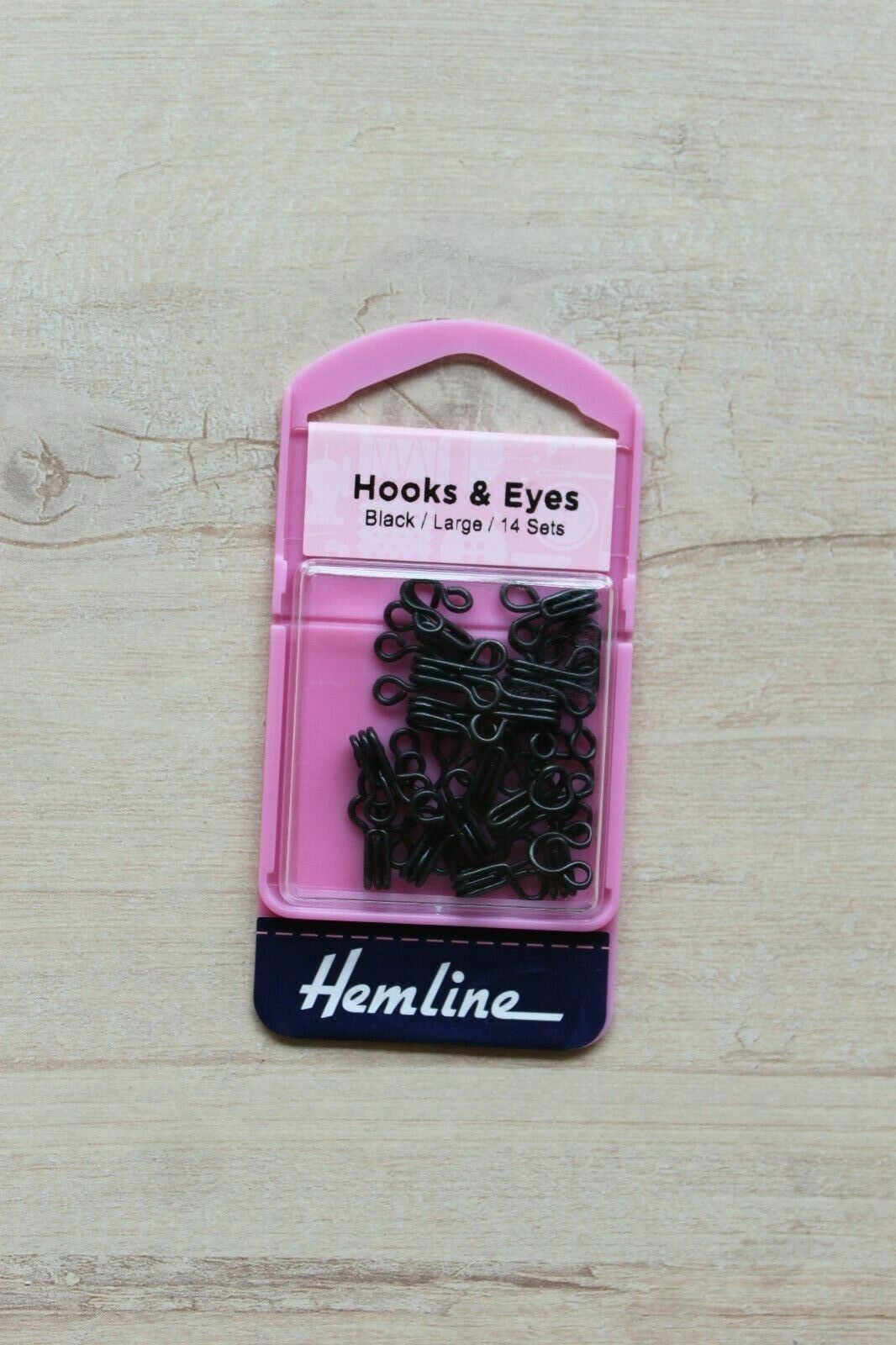 Hemline Size 3 Hooks and Eyes - Black