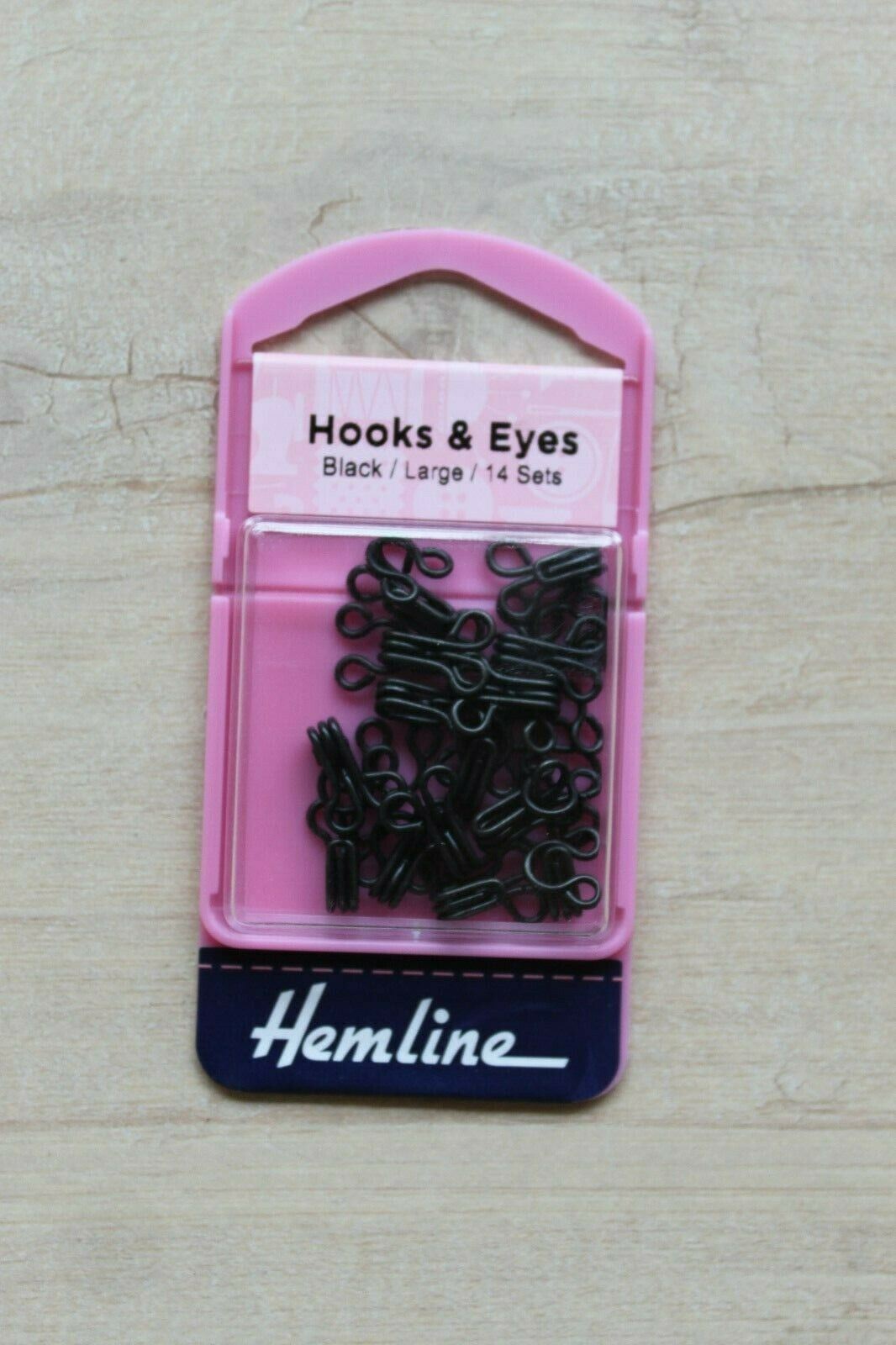 Hemline Size 3 Hooks and Eyes - Black