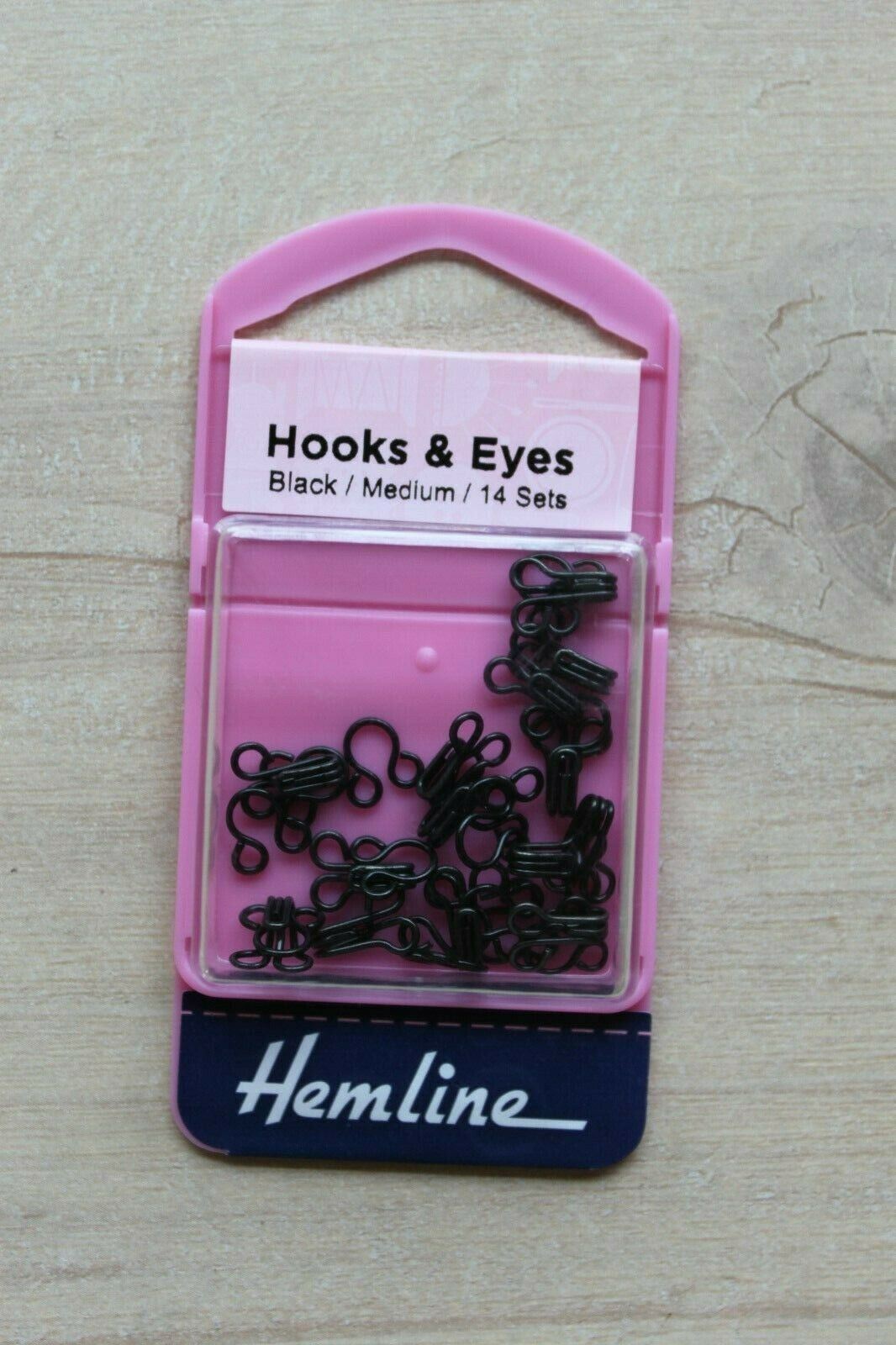 Hemline Size 2 Hooks and Eyes - Black
