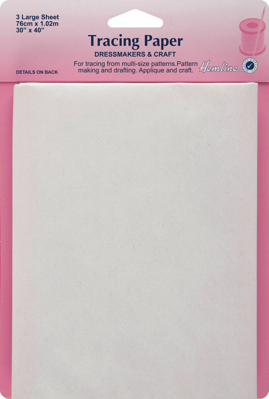 Hemline H750 Dressmaking Plain Tracing Paper  76 x 102cm - 3 Sheets