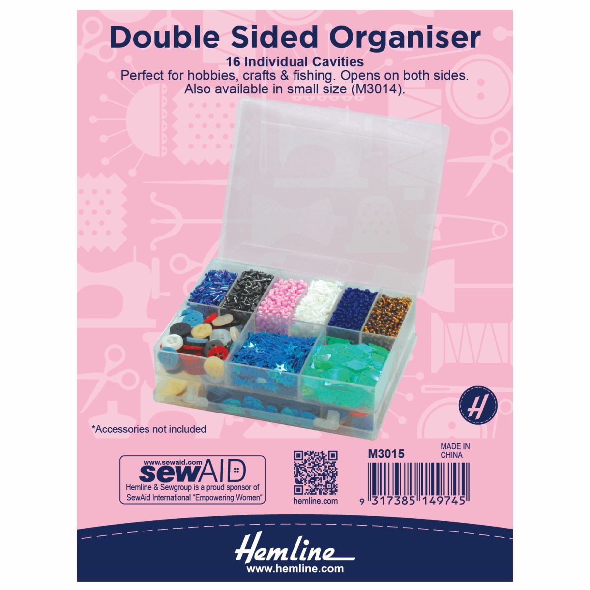 Hemline Storage Beads And Buttons Box Organiser - Small Medium Large