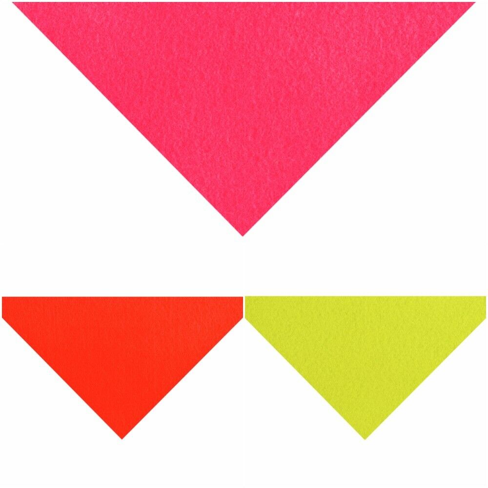 A4 12 x 9 inch Felt Sheets - 3 Flourescent neon colours - orange yellow pink