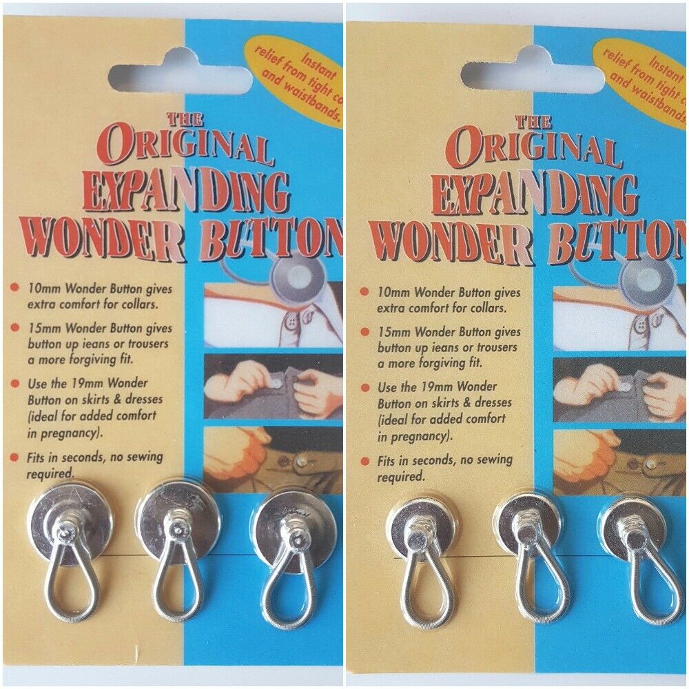 THE ORIGINAL EXPANDING WONDER BUTTON FOR COLLARS & WAISTBANDS 15MM & 19MM