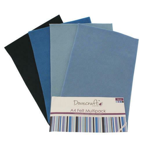 8 sheets A4 Dovecraft Felt - Assorted Multipack in 4 Colours