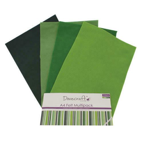 8 sheets A4 Dovecraft Felt - Assorted Multipack in 4 Colours