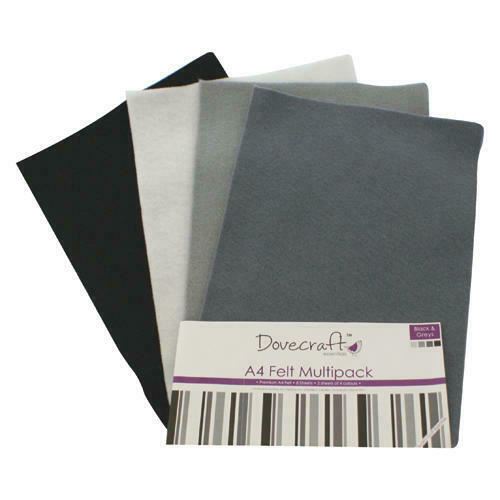 8 sheets A4 Dovecraft Felt - Assorted Multipack in 4 Colours