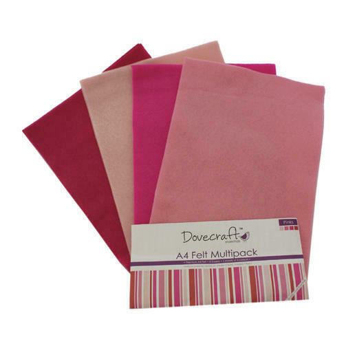 8 sheets A4 Dovecraft Felt - Assorted Multipack in 4 Colours