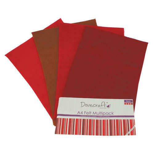 8 sheets A4 Dovecraft Felt - Assorted Multipack in 4 Colours