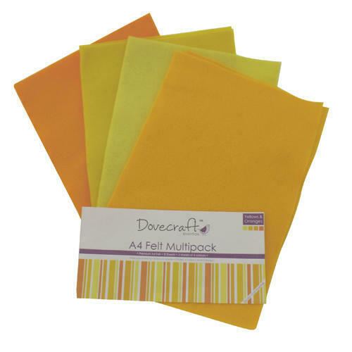 8 sheets A4 Dovecraft Felt - Assorted Multipack in 4 Colours