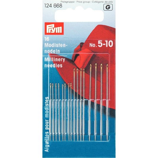 Prym - Millinery needles  - No.  5 - 10  - card of 16  - 124668