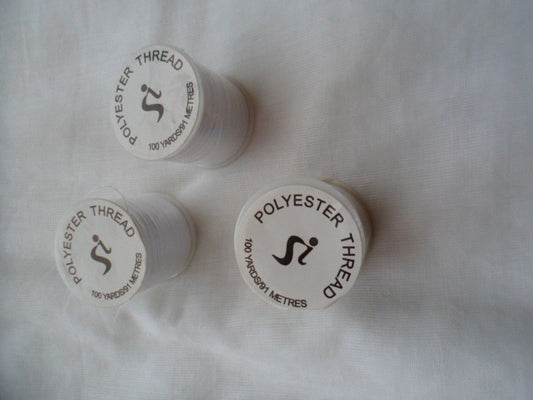 Polyester Sewing Thread - White - 91M rolls