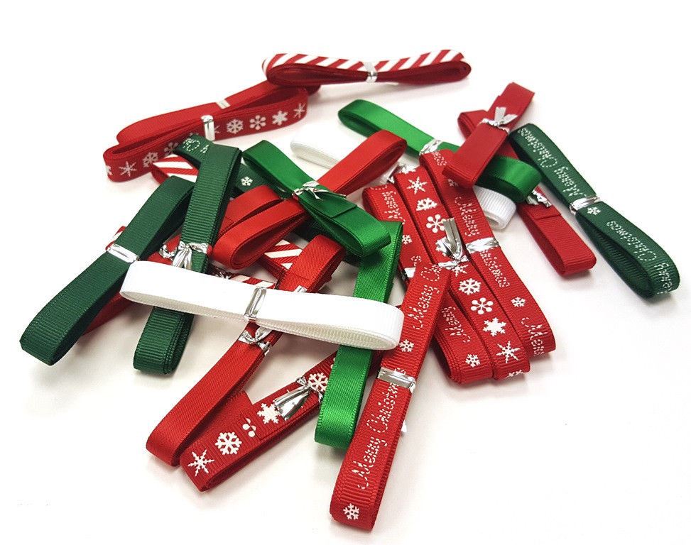 Bertie's Bows Mixed Ribbon Bundle 9mm x 1m x 24, or 28 - Christmas satin polka