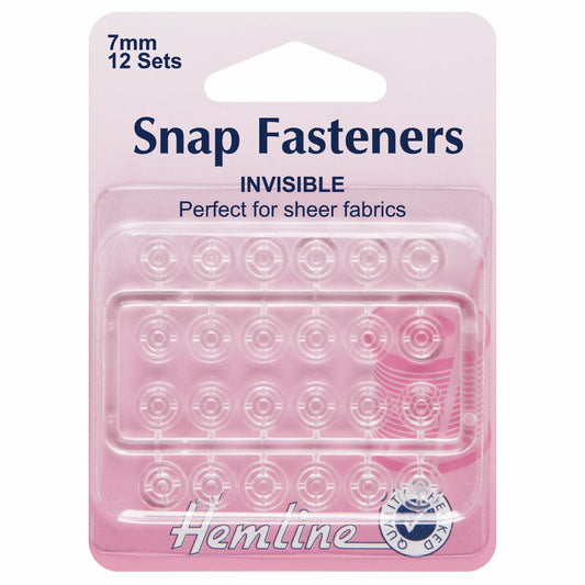 Poppers Snap Fasteners (Clear/Invisible) - 7mm - Hemline Sew On