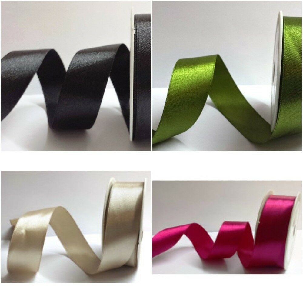 25mm Single faced satin ribbon - 20M rolls - 4 colours
