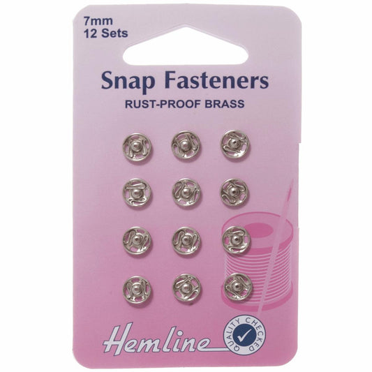 Poppers Snap Fasteners Nickel - 7mm - Hemline Sew On