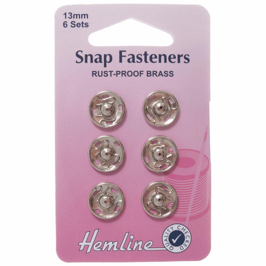 Poppers Snap Fasteners Nickel - 13mm - Hemline Sew On