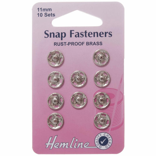 Poppers Snap Fasteners Nickel - 11mm - Hemline Sew On