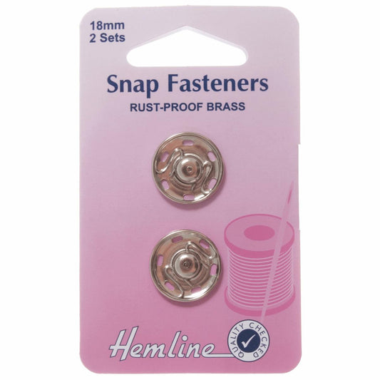 Poppers Snap Fasteners Nickel - 18mm - Hemline Sew On