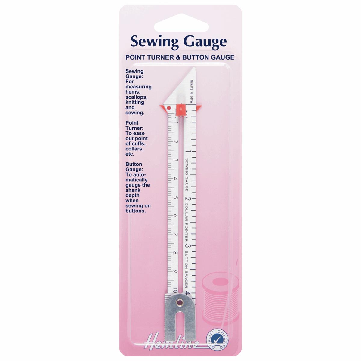 Hemline sewing gauge point turner & button gauge - Steel