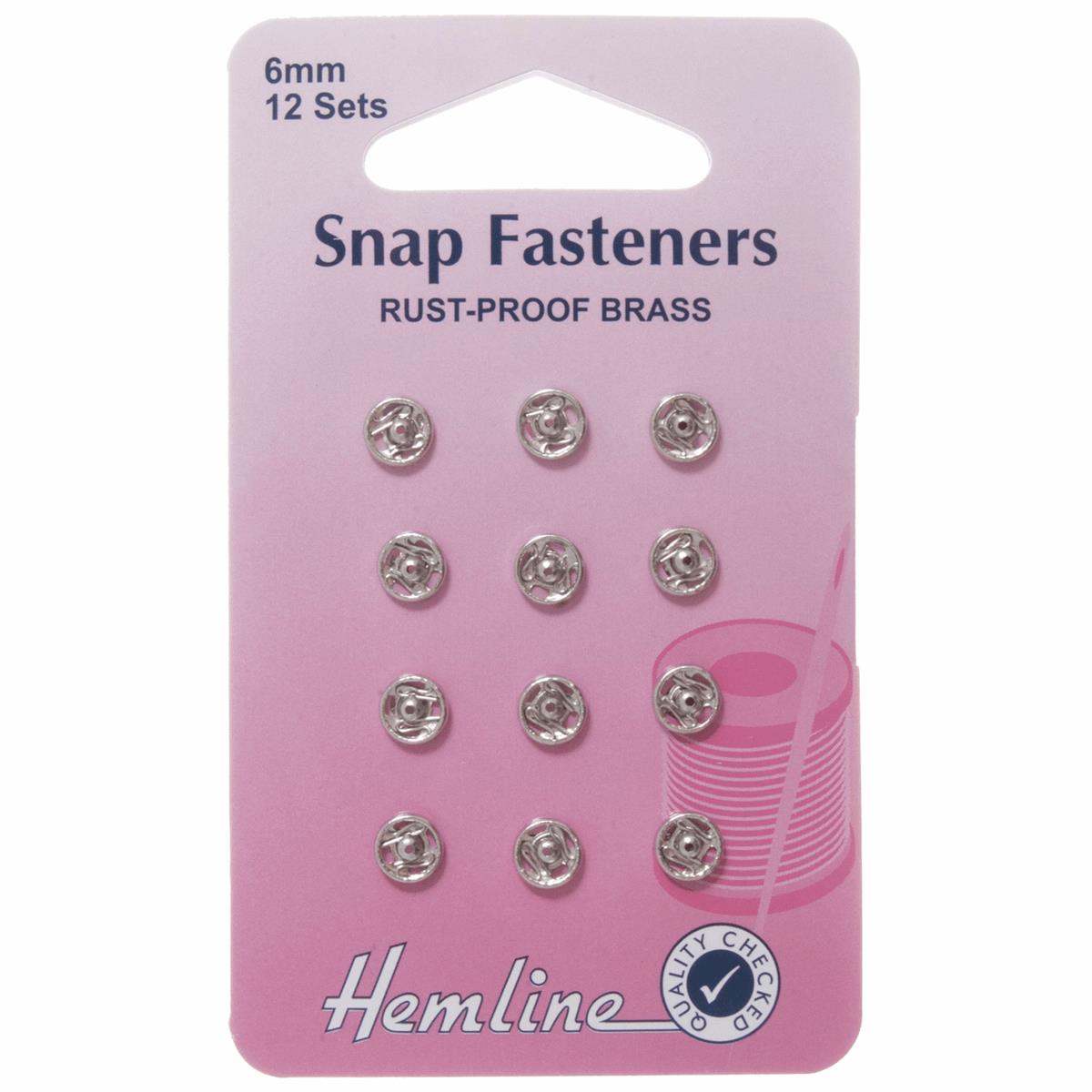 Poppers Snap Fasteners Nickel - 6mm -  Hemline Sew On