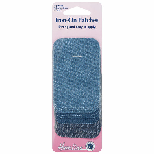 Hemline cotton twill Iron-On patches assorted Denim - mending repair clothing