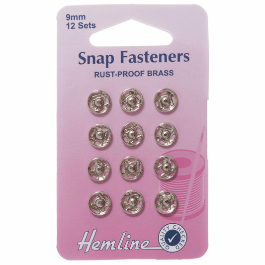 Poppers Snap Fasteners Nickel - 9mm - Hemline Sew On