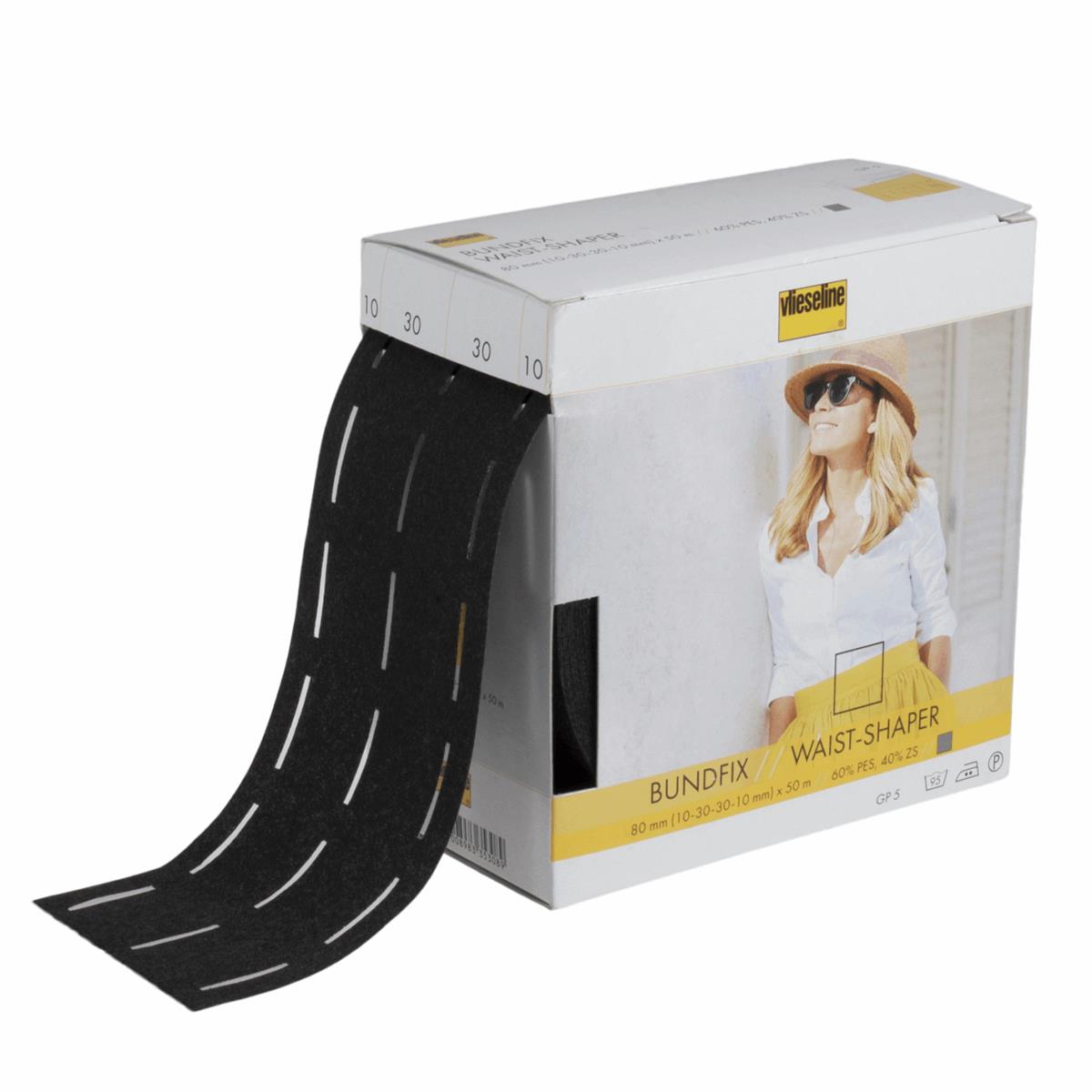 Vlieseline iron on fuse and fold waist shaper waistband charcoal 90mm per Metre