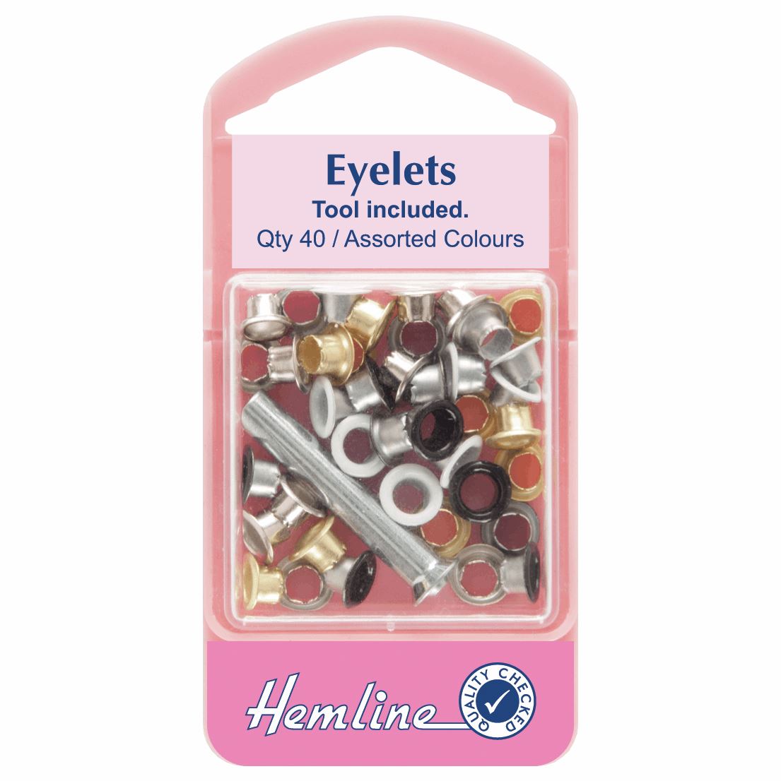Hemline Eyelet eyelets Pack With Tool - 5.5mm - 40 Pack - all colours