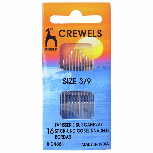 Pony Hand Sewing Needles: Crewels: Gold Eye: Sizes 3-9: Pony 04861: Pack of 16