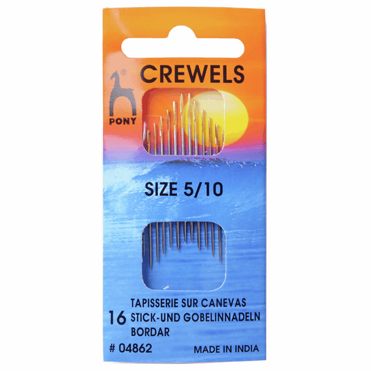 Pony Hand Sewing Needles: Crewels: Gold Eye: Sizes 5-10: Pony 04862: Pack of 16