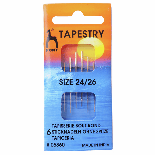 Pony Hand Sewing Needles: Tapestry: Gold Eye: Sizes 24-26: Pony 05860: Pack of 6